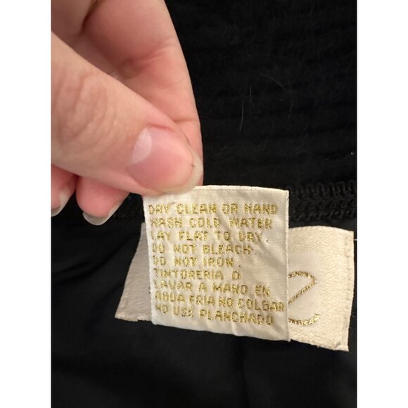 Vintage Cache Fur Trimmed Luxe Winter Wrap Coat Sweater Jacket Made In Korea - Picture 12 of 12